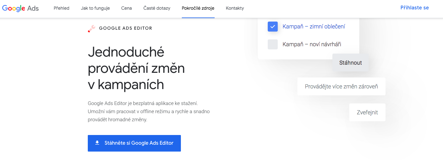 Google Ads Editor stažení
