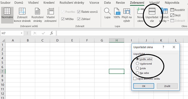Zobrazení v MS Excel více souborů přehledně na obrazovku